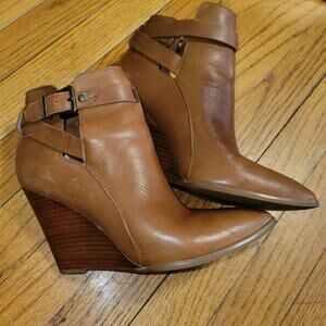 Seychelles Brown Soft Leather Wedge Booties 7.5 Us 3.5 Wedge